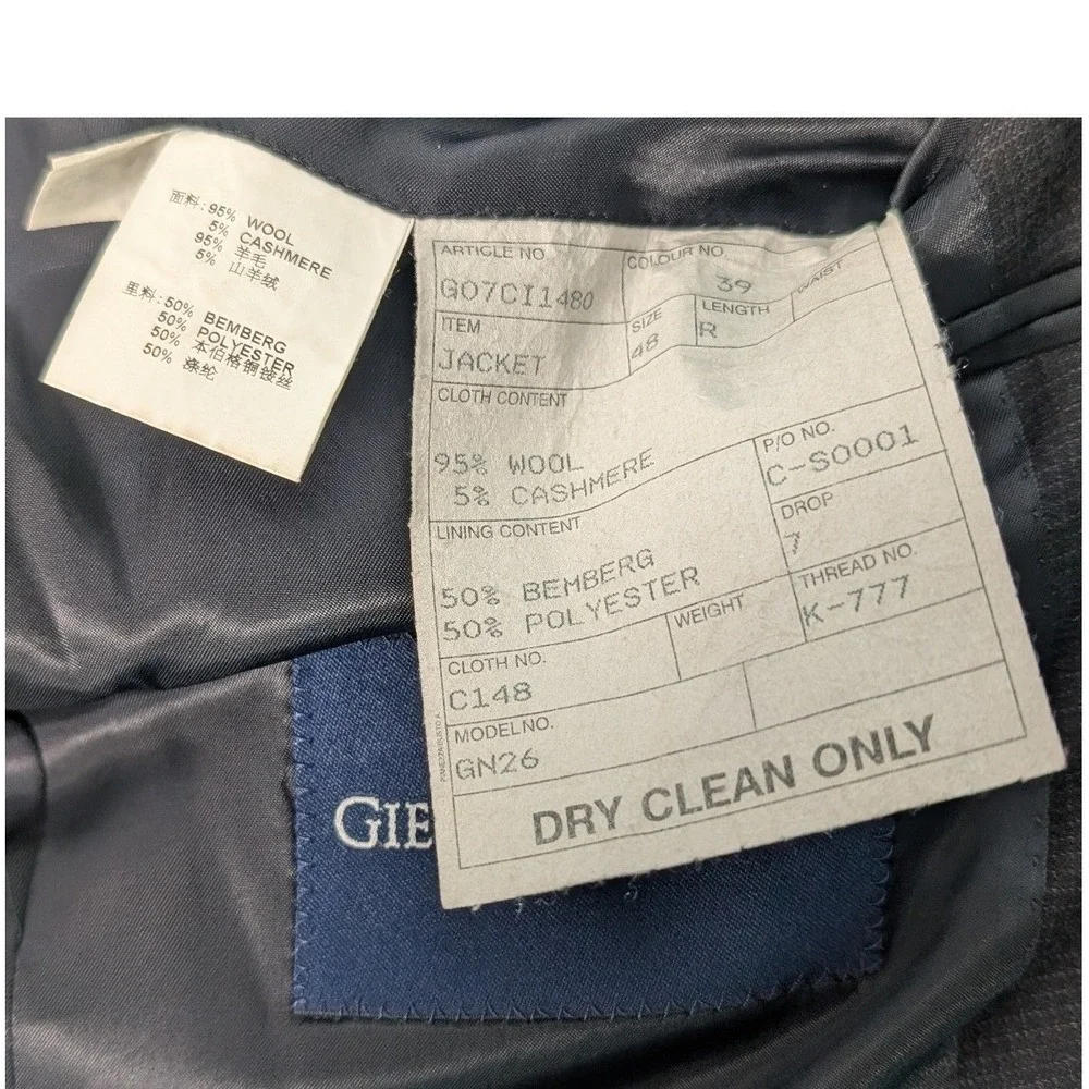 Gieves & Hawkes Blazer Men 38R Gray Wool Cashmere 3-Button Sport Coat Savile Row